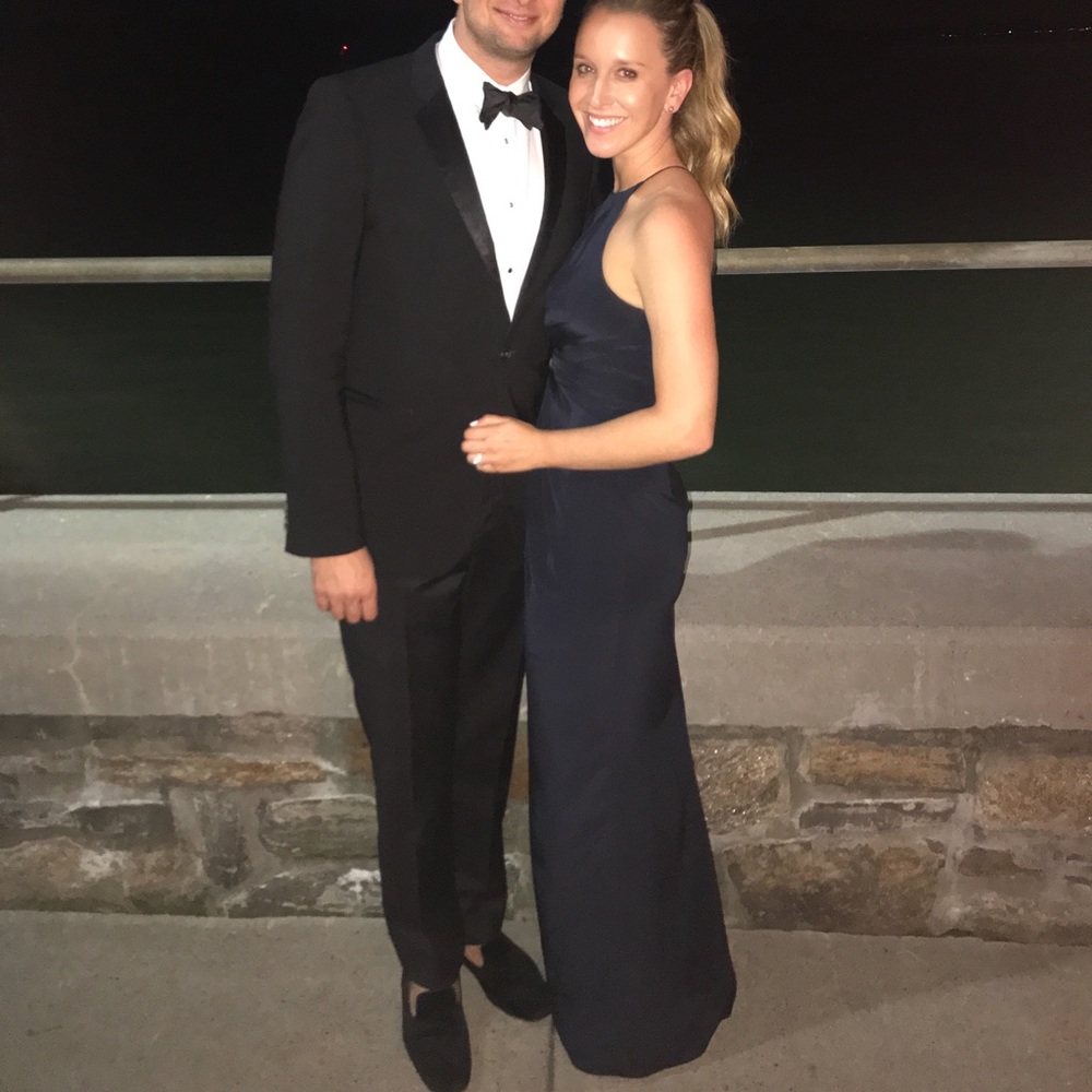 Zimmerman navy high neck halter dress